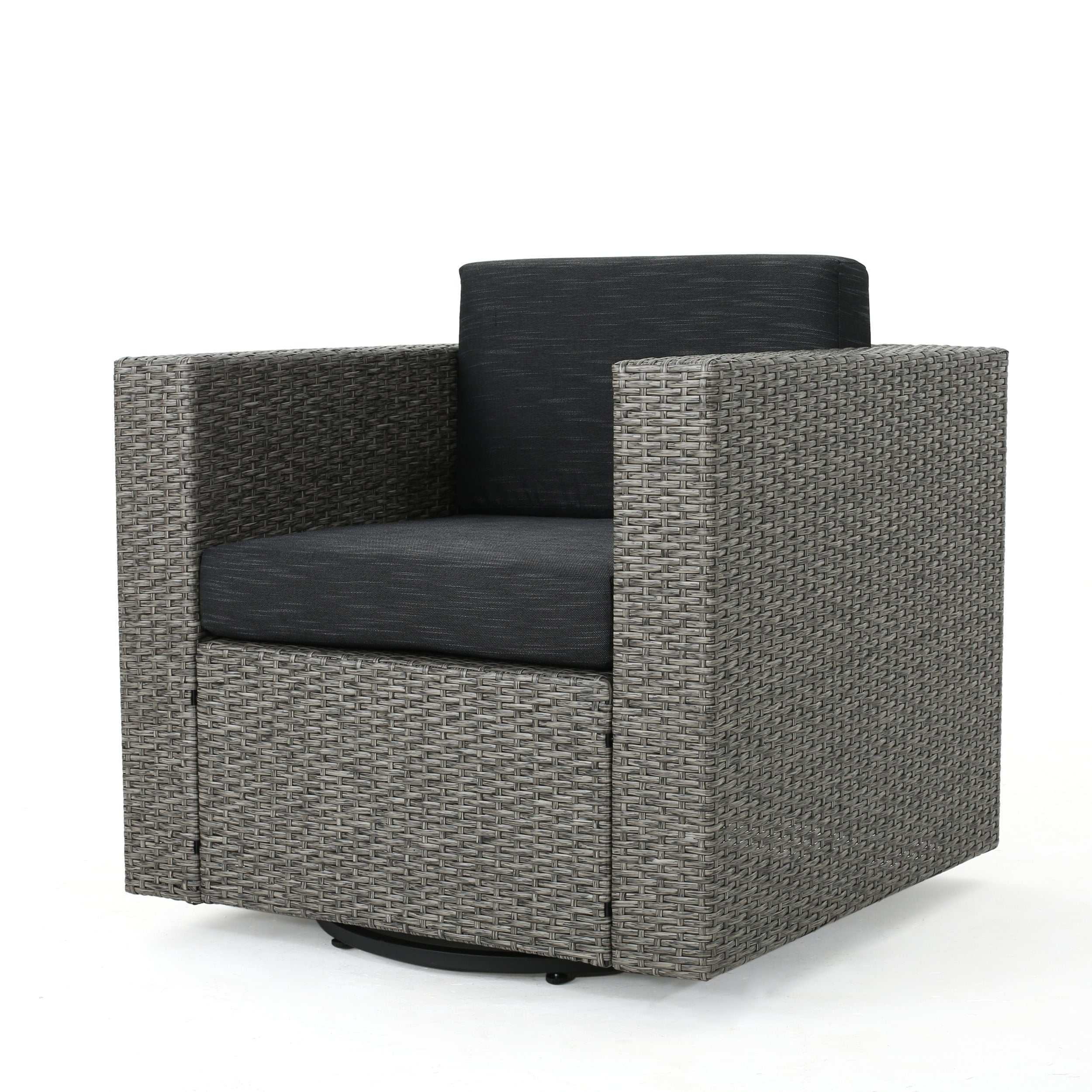 Fauteuil club pivotant d'extérieur en osier Puerta par Christopher Knight Home