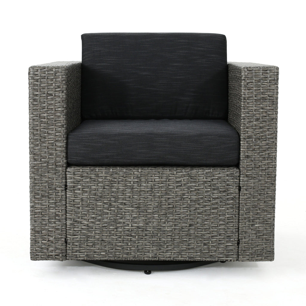 Fauteuil club pivotant d'extérieur en osier Puerta par Christopher Knight Home