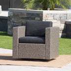 Fauteuil club pivotant d'extérieur en osier Puerta par Christopher Knight Home