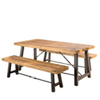 Ensemble de salle à manger de pique-nique 3 pièces en bois d'acacia Puerto par Christopher Knight Home