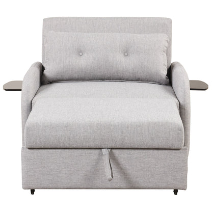 Canapé-lit gigogne 3 en 1 avec table à 2 ailes et chargeur USB pour salon et salle de loisirs