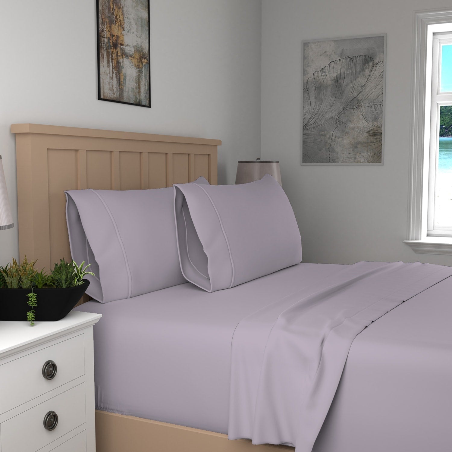 Parure de draps Purity Home en percale 100 % coton biologique 300 fils au pouce carré