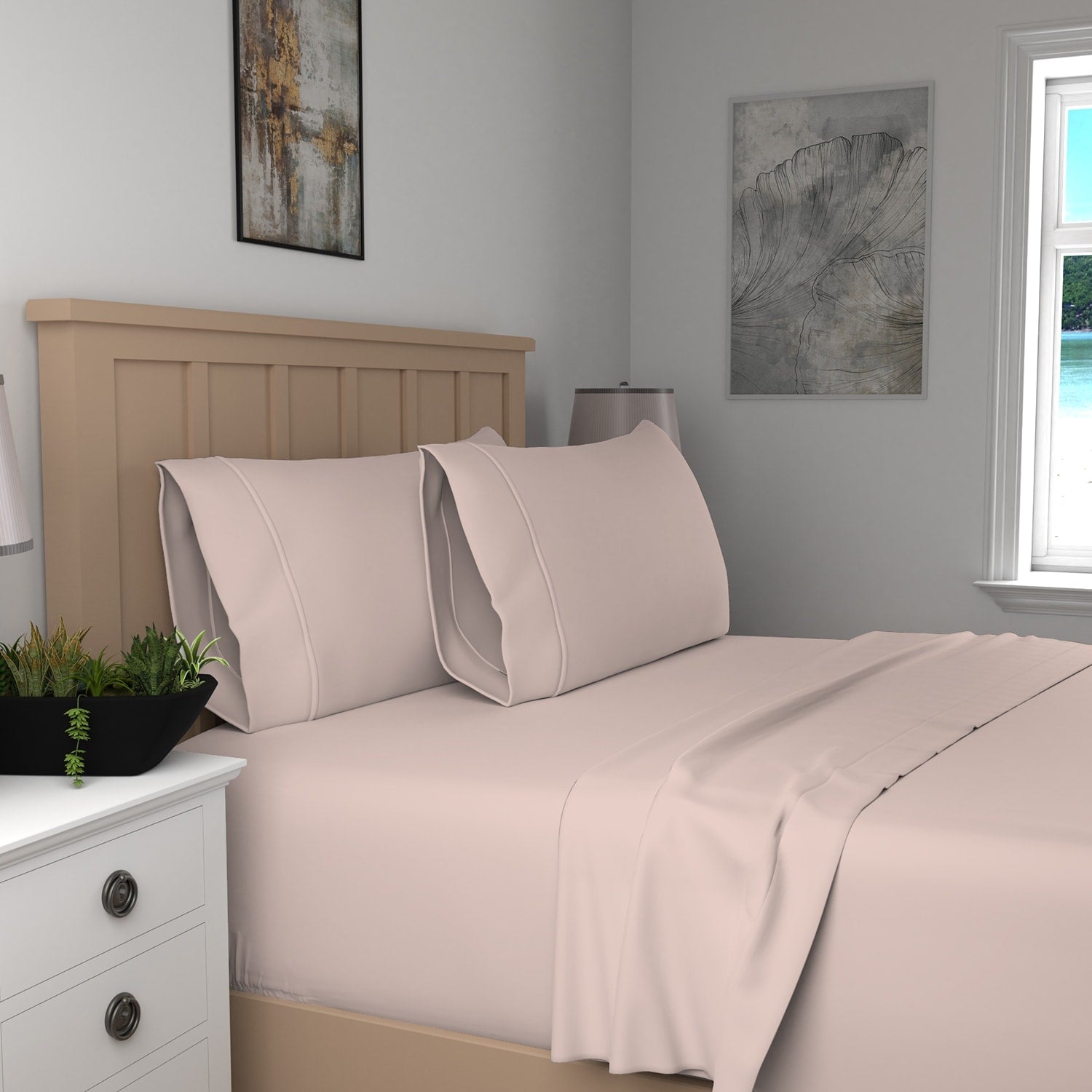 Parure de draps Purity Home en percale 100 % coton biologique 300 fils au pouce carré