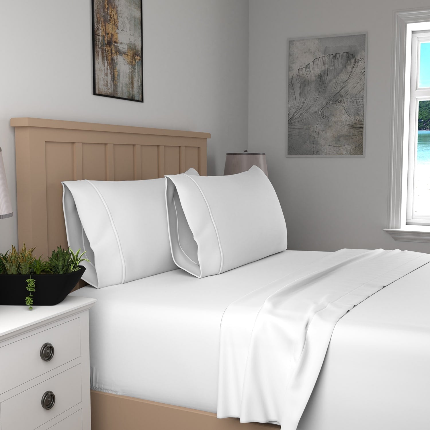 Parure de draps Purity Home en percale 100 % coton biologique 300 fils au pouce carré