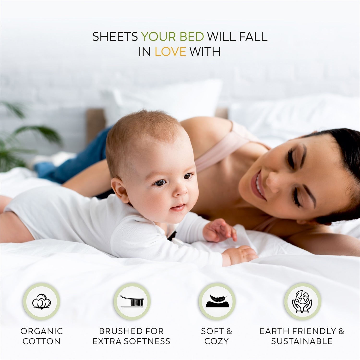 Parure de draps Purity Home en percale 100 % coton biologique 300 fils au pouce carré