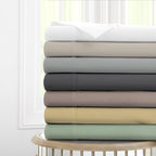 Parure de draps en percale ultra-douce 100 % coton à fibres longues Purity Home 400 fils/cm²