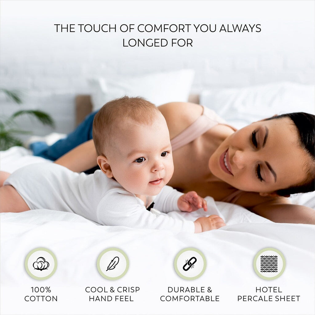Parure de draps en percale ultra-douce 100 % coton à fibres longues Purity Home 400 fils/cm²