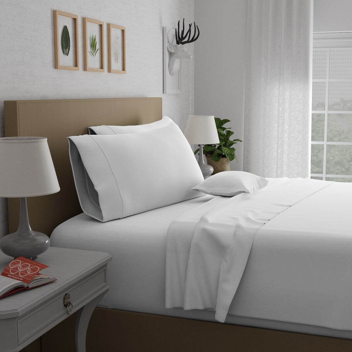Parure de draps en percale ultra-douce 100 % coton à fibres longues Purity Home 400 fils/cm²