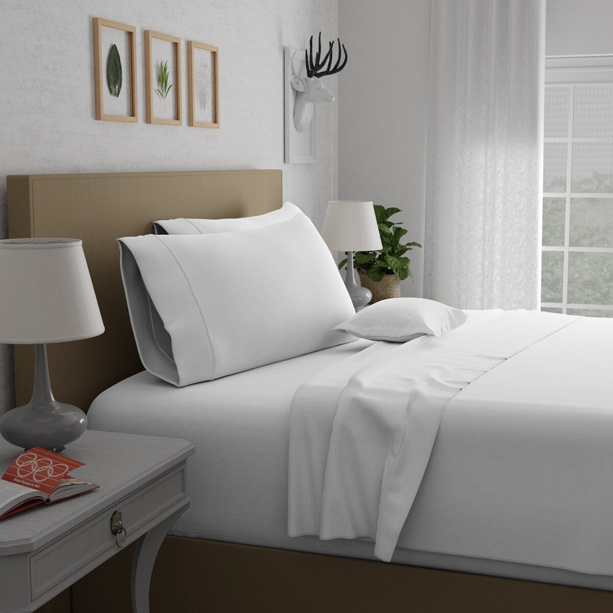 Parure de draps Purity Home 400 fils 100 % coton satiné ultra doux et soyeux