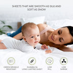 Parure de draps Purity Home 400 fils 100 % coton satiné ultra doux et soyeux