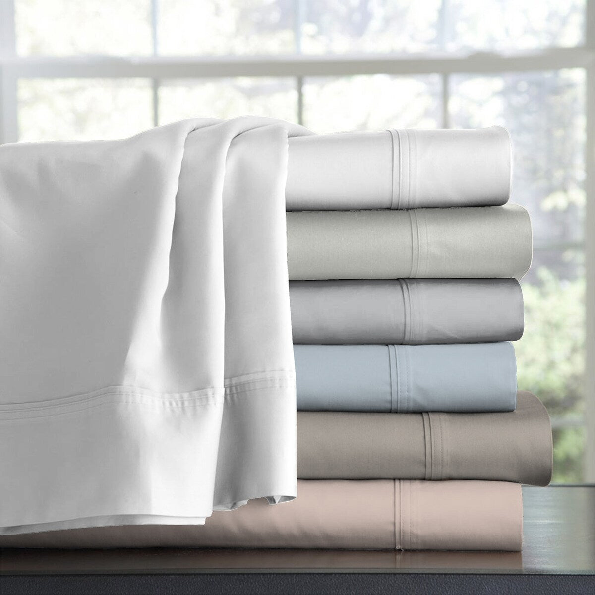 Parure de draps Purity Home 400 fils 100 % coton satiné ultra doux et soyeux
