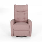 Fauteuil inclinable pivotant avec dossier relevable, tissu capitonné rose poudré