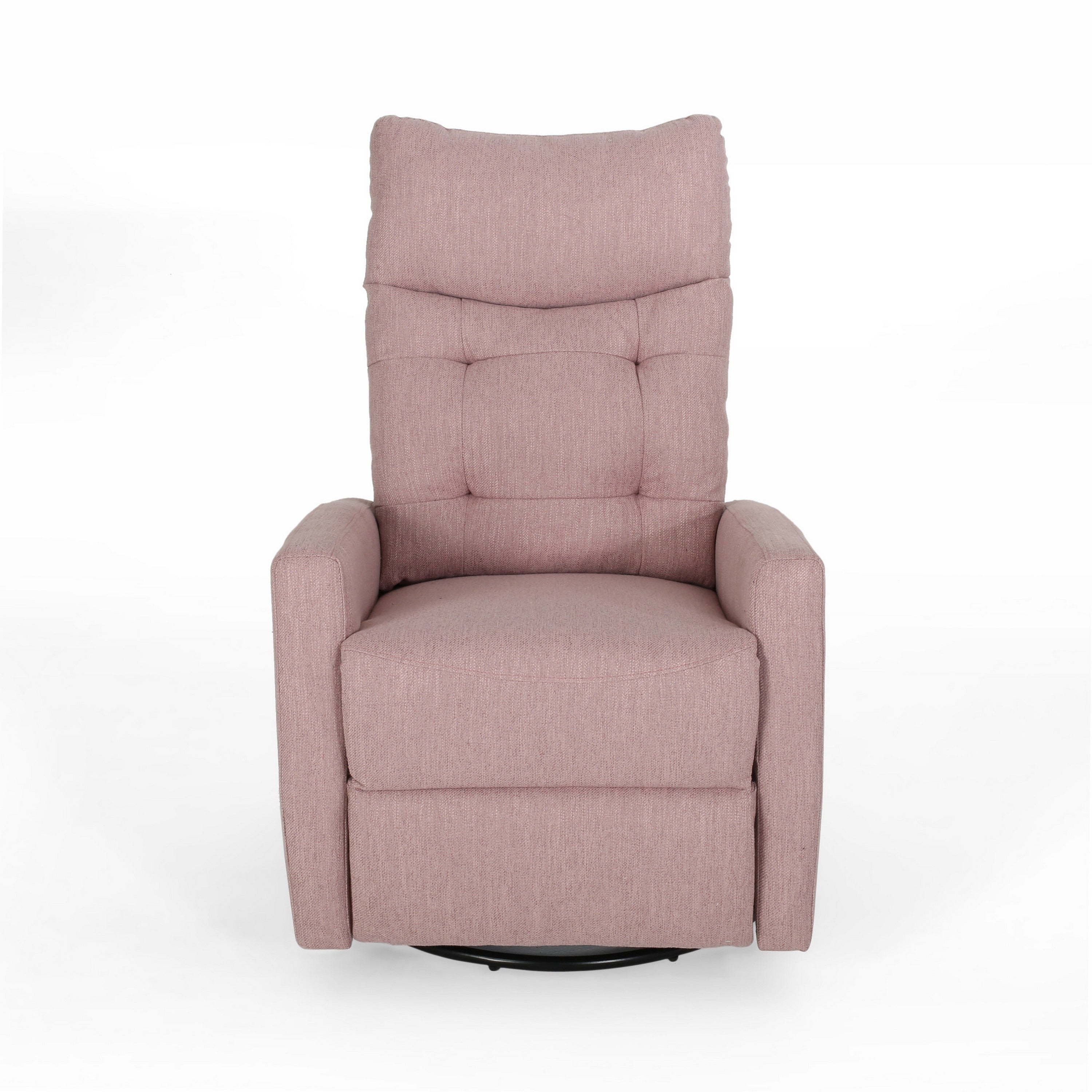 Fauteuil inclinable pivotant avec dossier relevable, tissu capitonné rose poudré