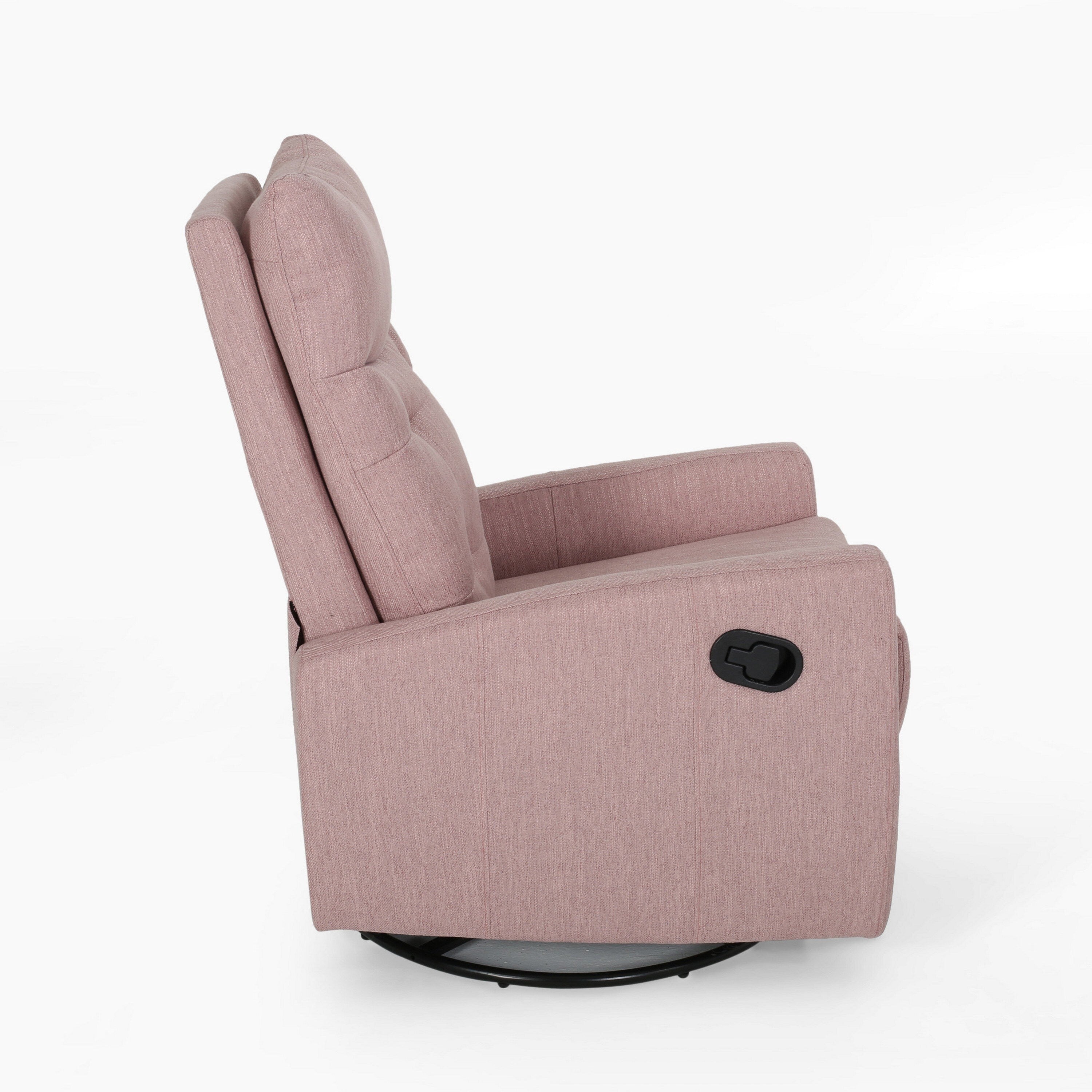 Fauteuil inclinable pivotant avec dossier relevable, tissu capitonné rose poudré