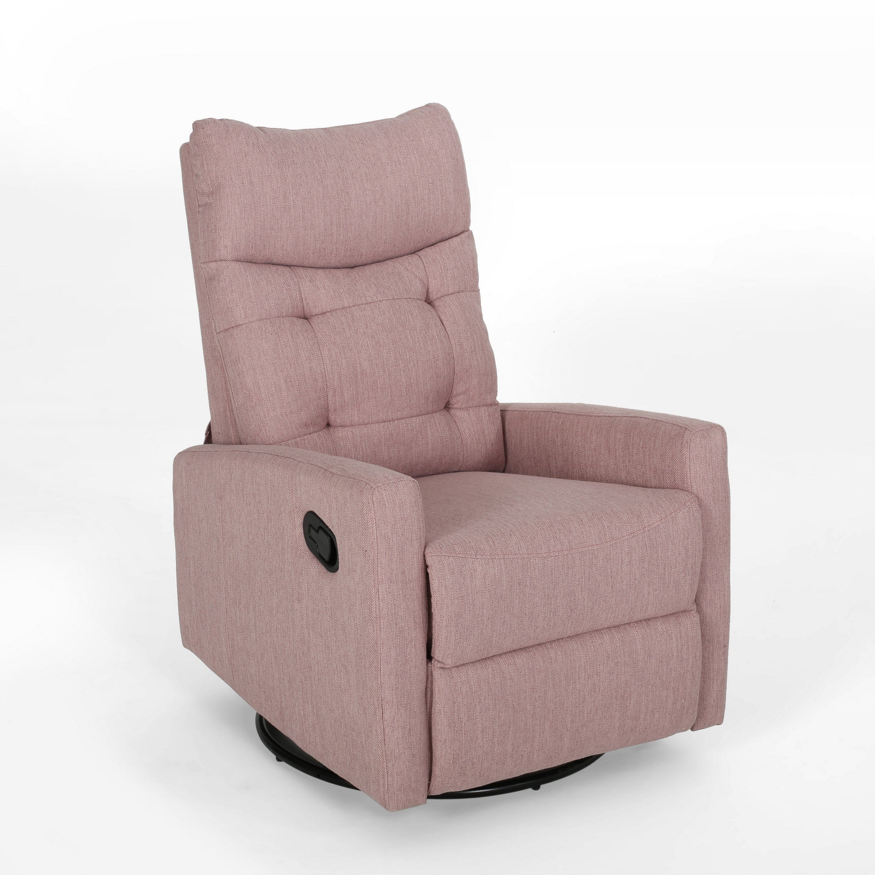 Fauteuil inclinable pivotant avec dossier relevable, tissu capitonné rose poudré