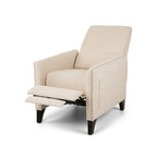 Fauteuil inclinable manuel à dossier relevable, garniture cloutée, tissu beige