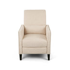 Fauteuil inclinable manuel à dossier relevable, garniture cloutée, tissu beige