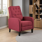 Fauteuil inclinable à dossier relevable, pieds en bois de bouleau, polyester capitonné à boutons rouges