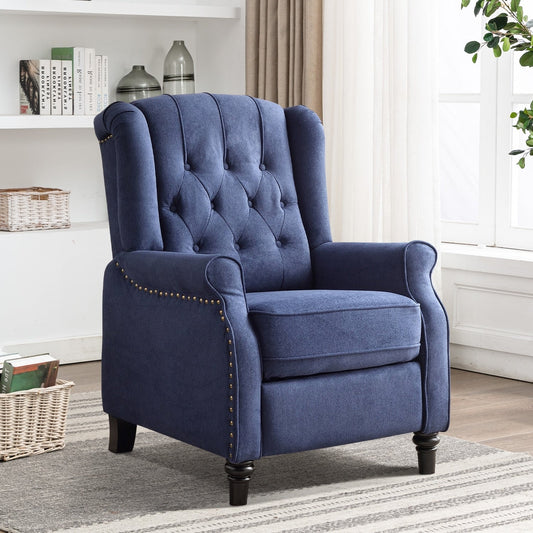 Fauteuil inclinable avec dossier capitonné et pieds en bois