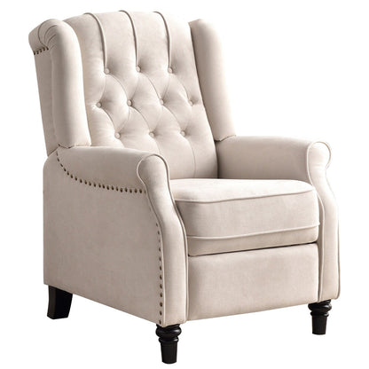 Fauteuil inclinable avec dossier capitonné et pieds en bois