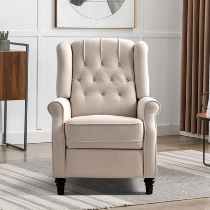 Fauteuil inclinable avec dossier capitonné et pieds en bois
