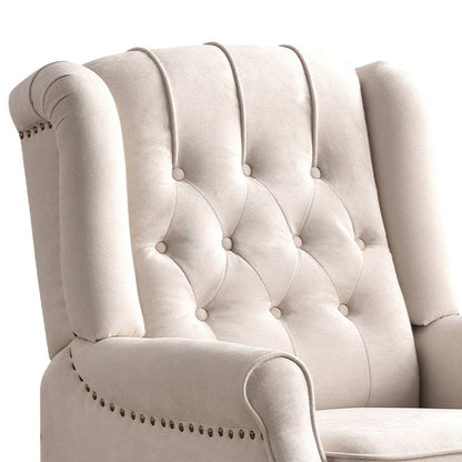 Fauteuil inclinable avec dossier capitonné et pieds en bois