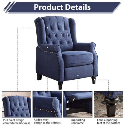 Fauteuil inclinable avec dossier capitonné et pieds en bois