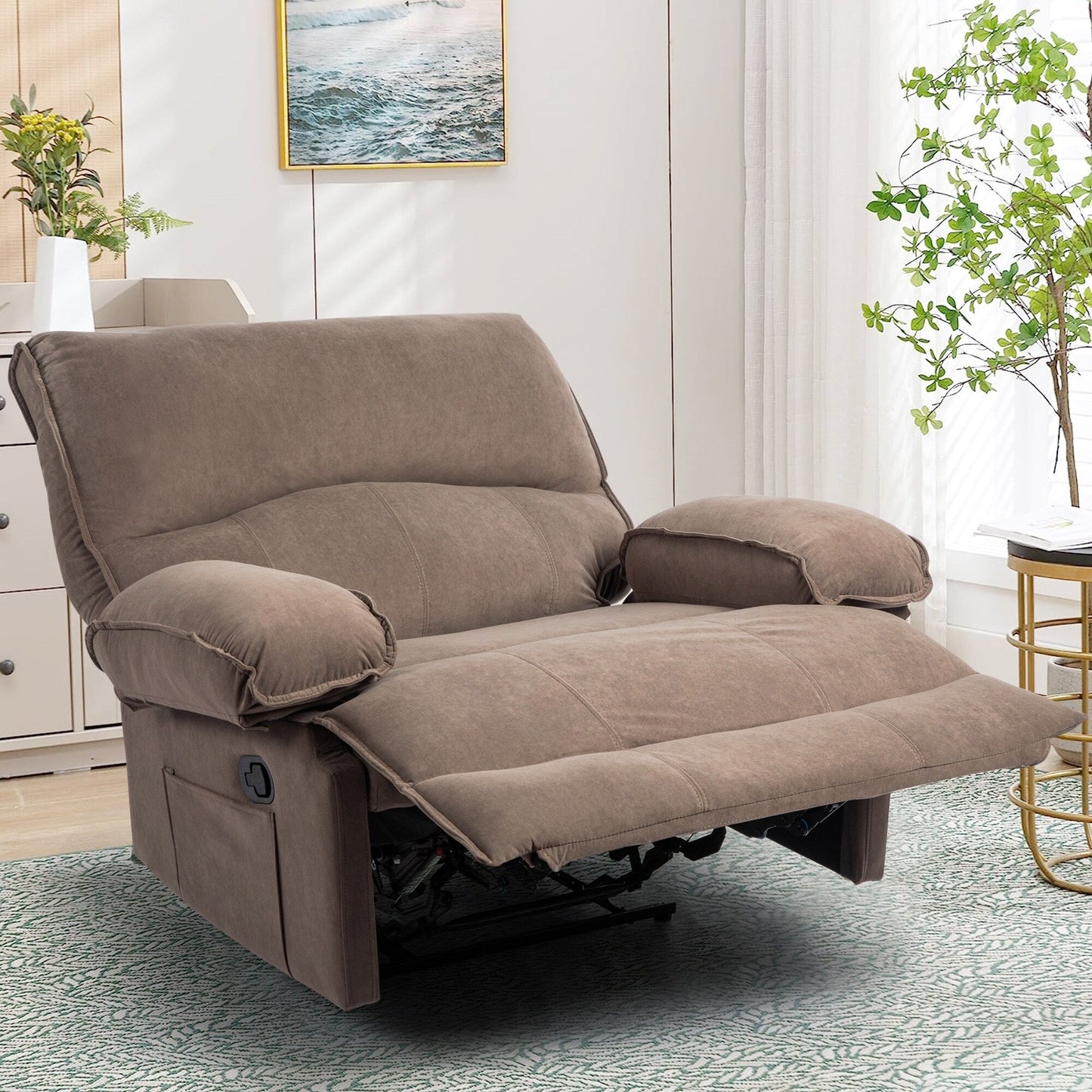 Fauteuil inclinable avec coussin de massage et siège large