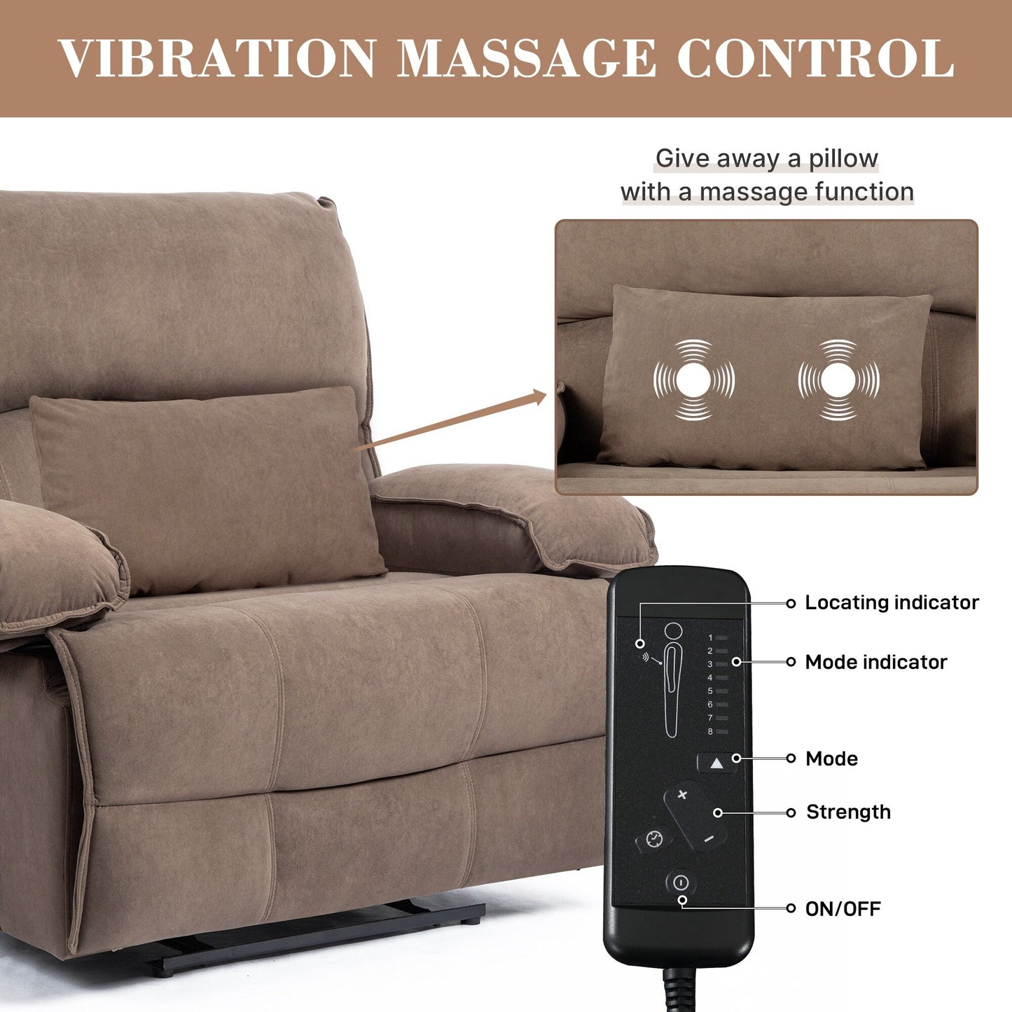 Fauteuil inclinable avec coussin de massage et siège large