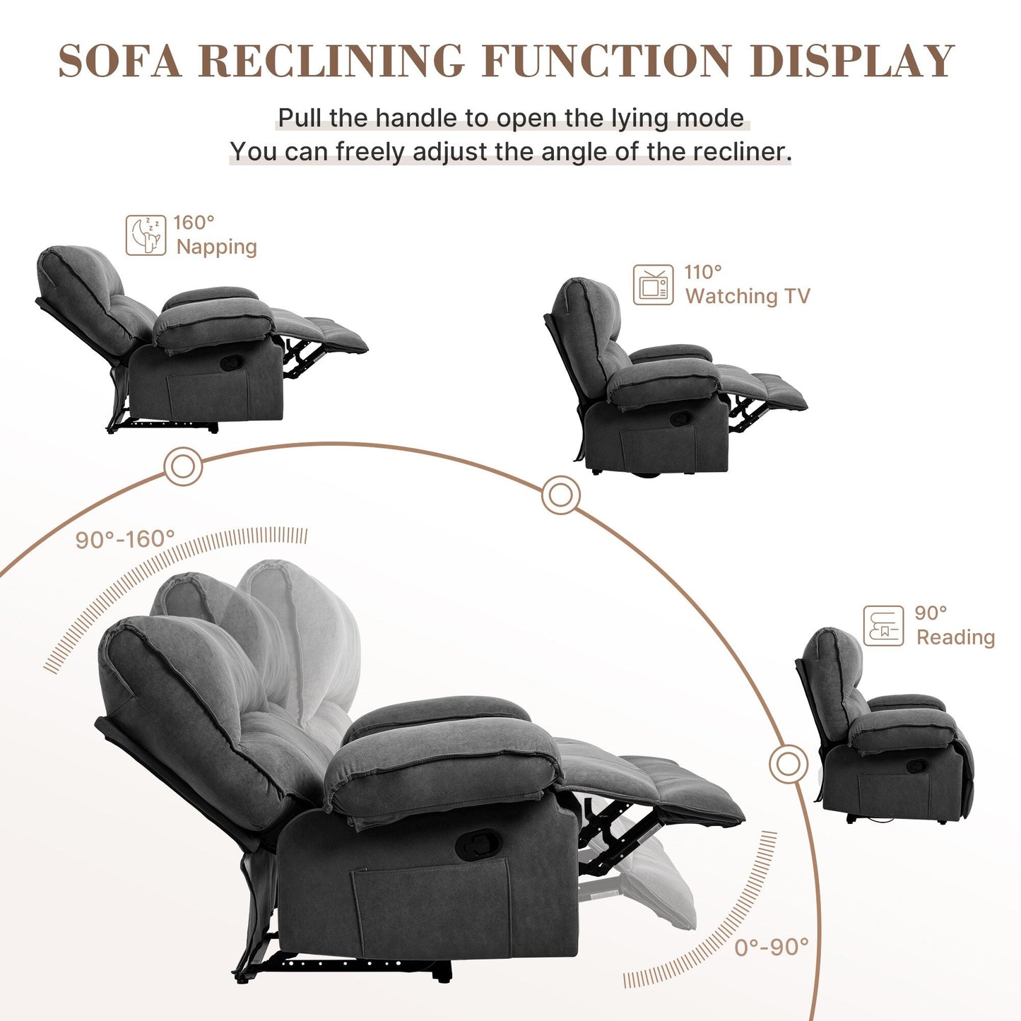 Fauteuil inclinable avec coussin de massage et siège large