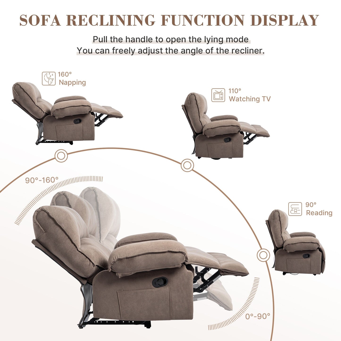 Fauteuil inclinable avec coussin de massage et siège large