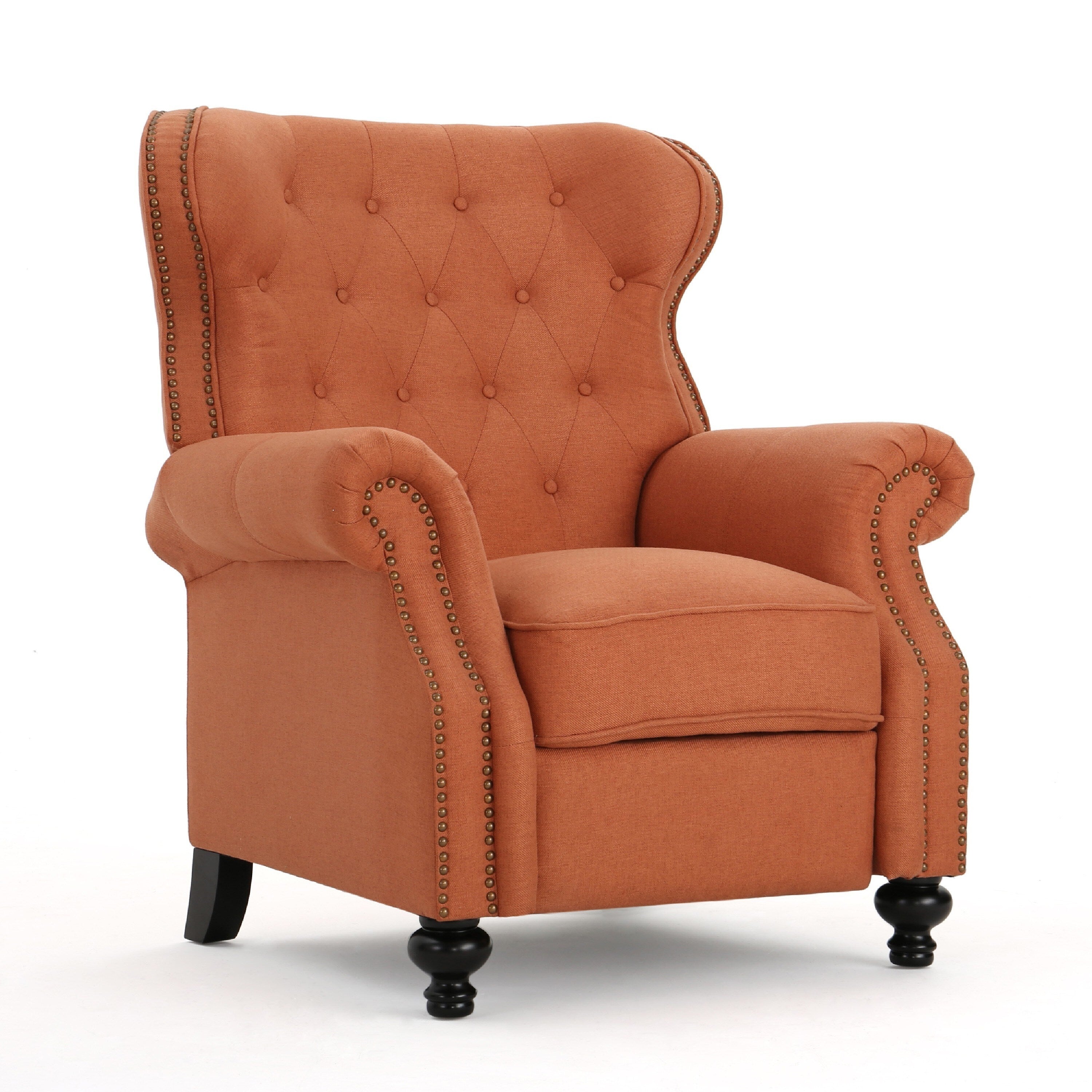 Fauteuil inclinable manuel Pushback, dossier capitonné, accoudoirs roulés, orange
