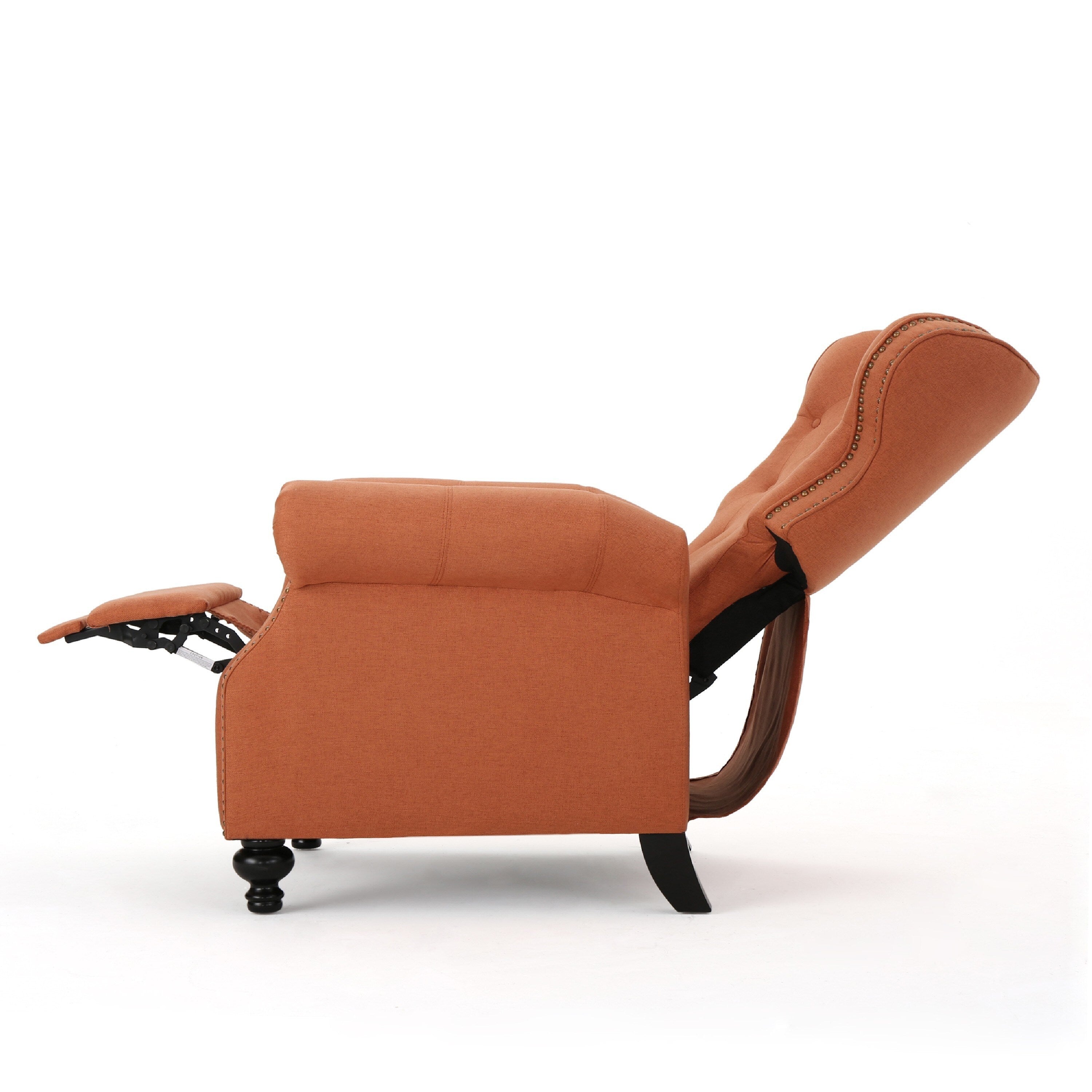 Fauteuil inclinable manuel Pushback, dossier capitonné, accoudoirs roulés, orange