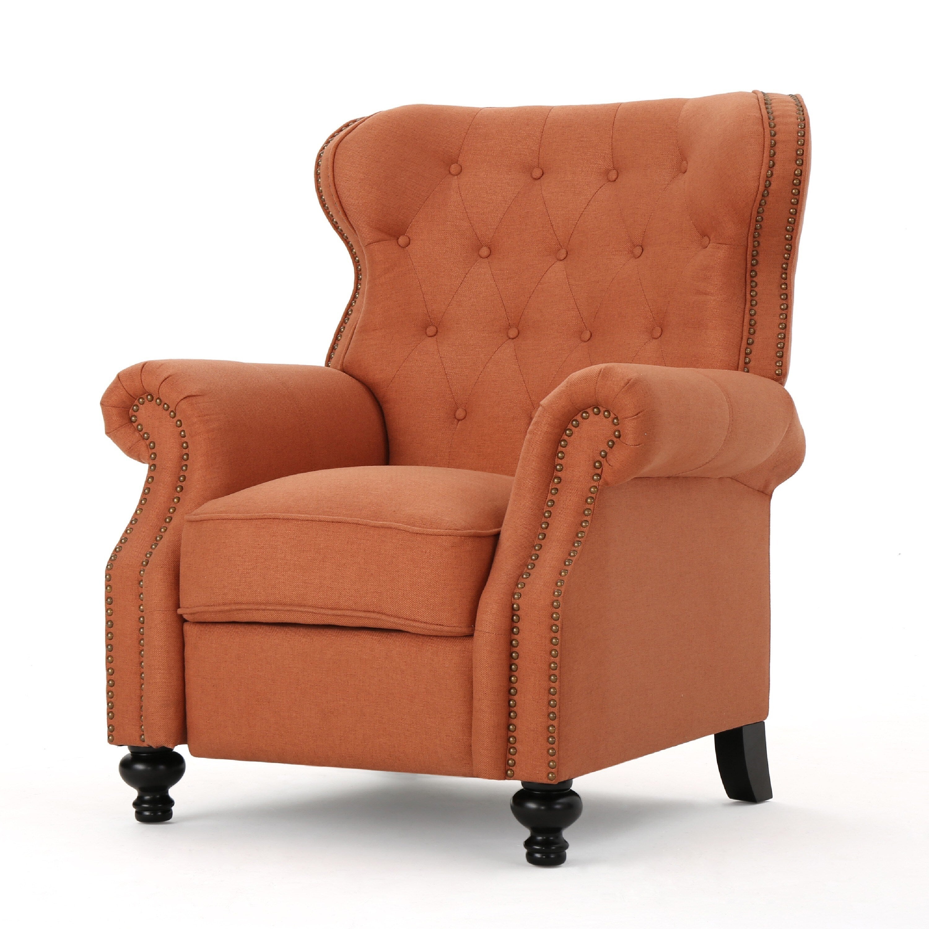 Fauteuil inclinable manuel Pushback, dossier capitonné, accoudoirs roulés, orange