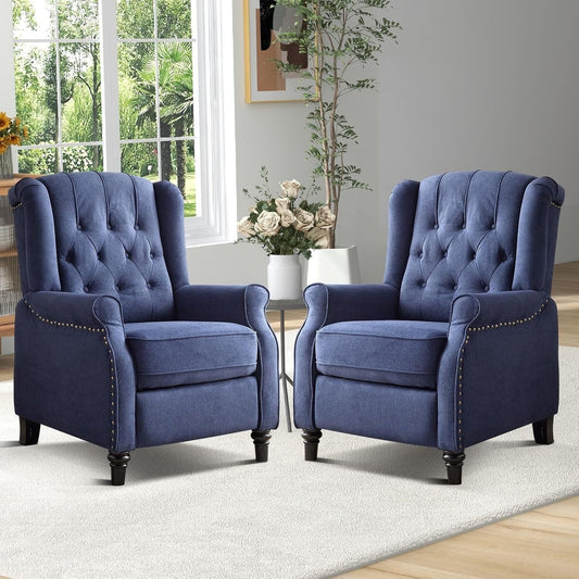 Fauteuil inclinable à dossier relevable, fauteuil en tissu avec décoration rivetée, fauteuil d'appoint simple