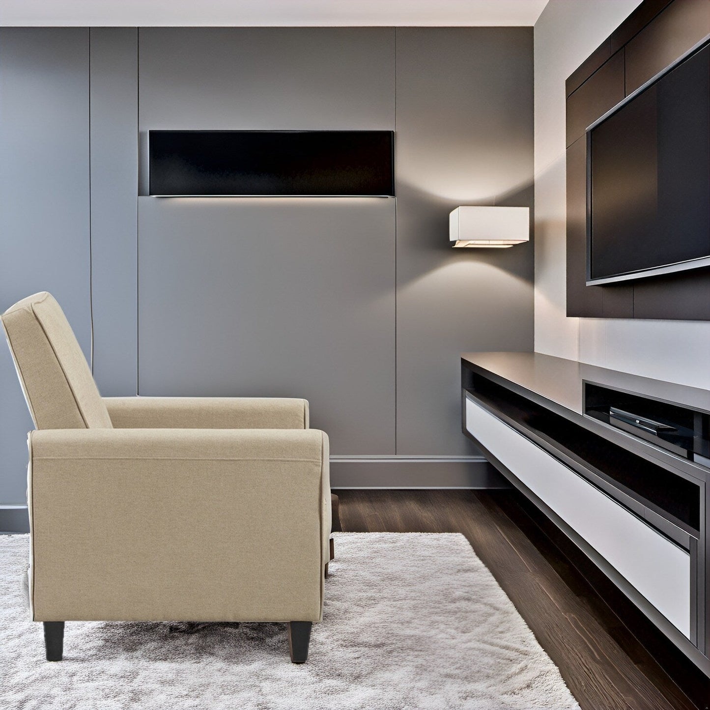Fauteuil inclinable à dossier bas pour cinéma maison - Fauteuil inclinable compact avec accoudoirs et repose-pieds réglable, idéal pour les petits espaces