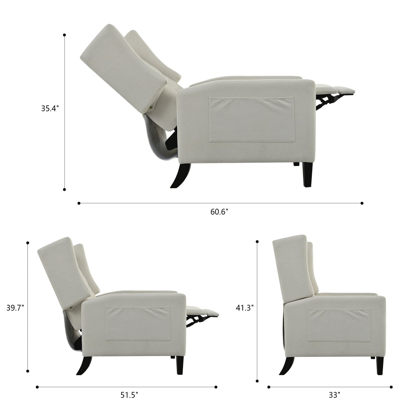 Fauteuil inclinable avec table d'appoint pliable et ports USB