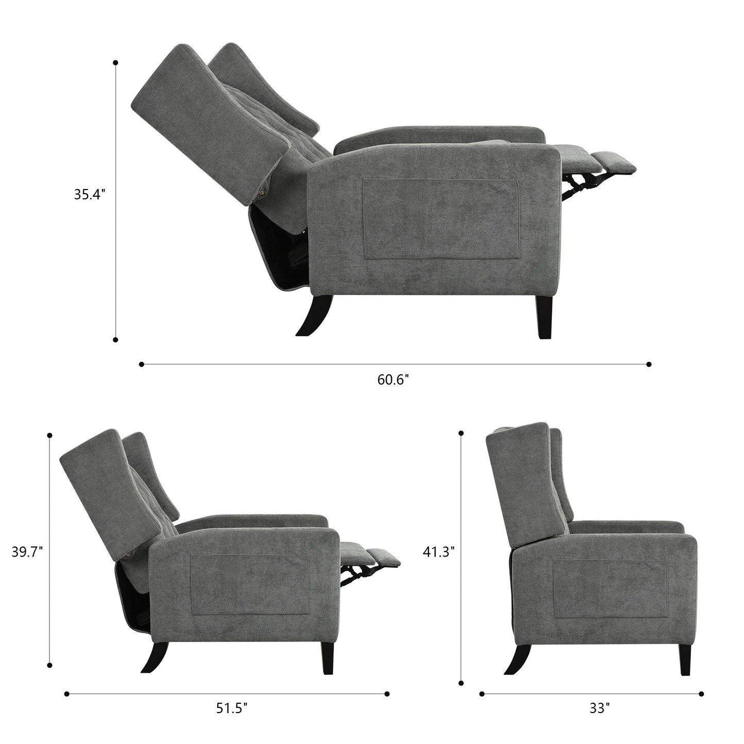 Fauteuil inclinable avec table d'appoint pliable et ports USB