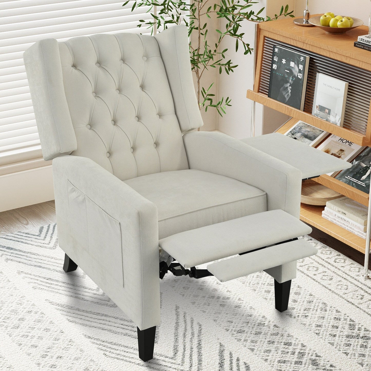 Fauteuil inclinable avec table d'appoint pliable et ports USB