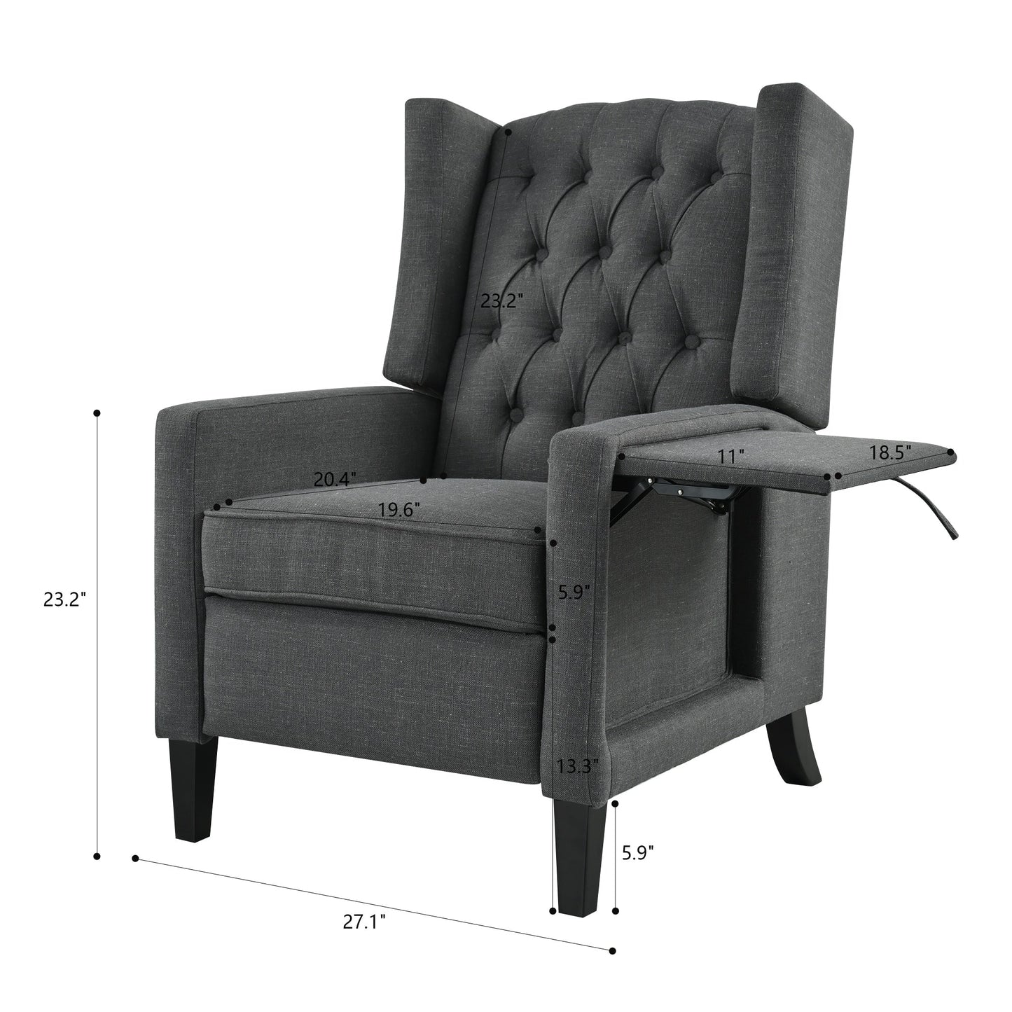 Fauteuil inclinable avec table d'appoint pliable et ports USB