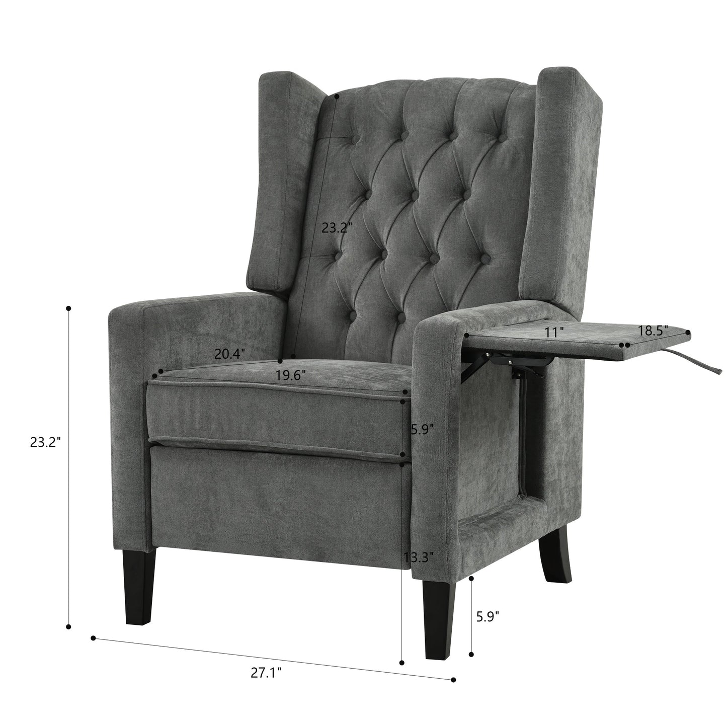 Fauteuil inclinable avec table d'appoint pliable et ports USB