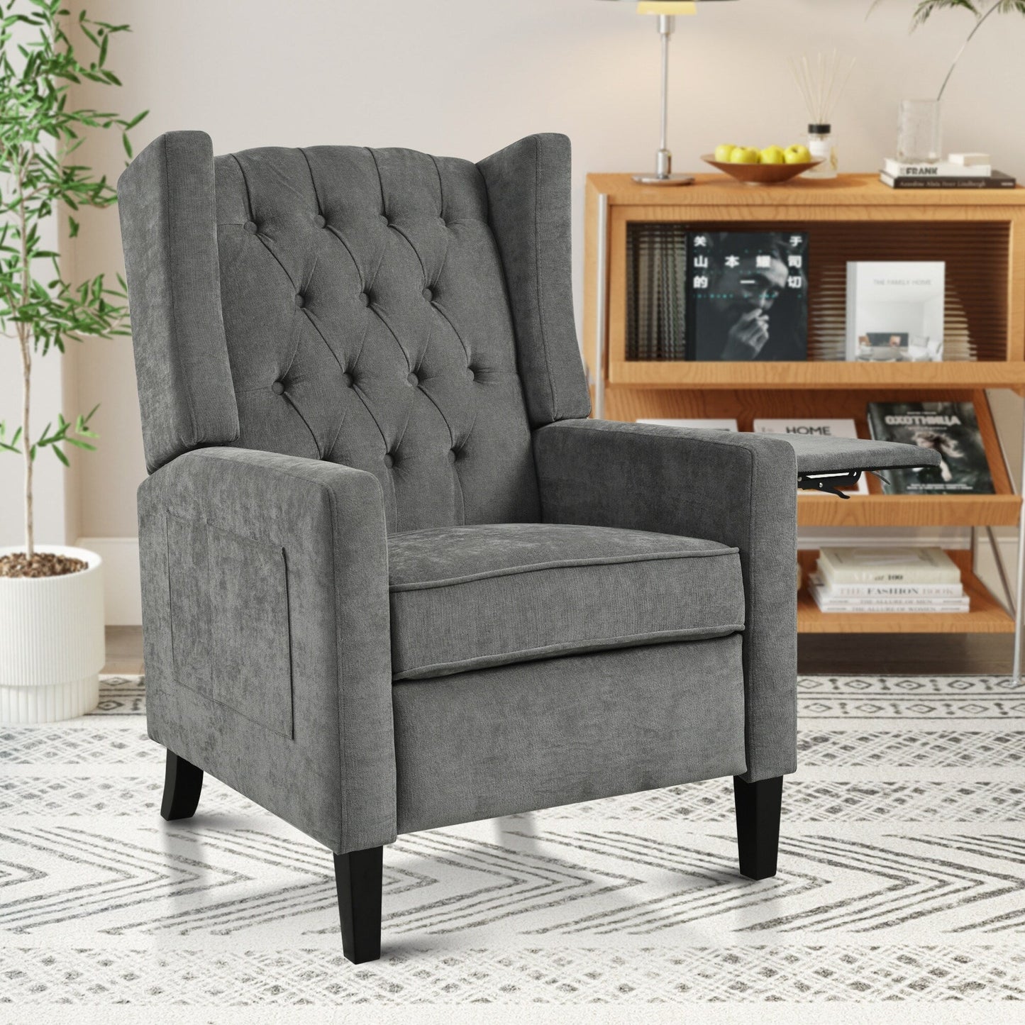Fauteuil inclinable avec table d'appoint pliable et ports USB