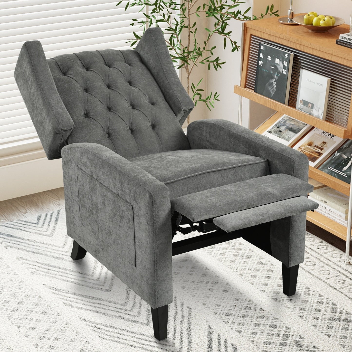 Fauteuil inclinable avec table d'appoint pliable et ports USB