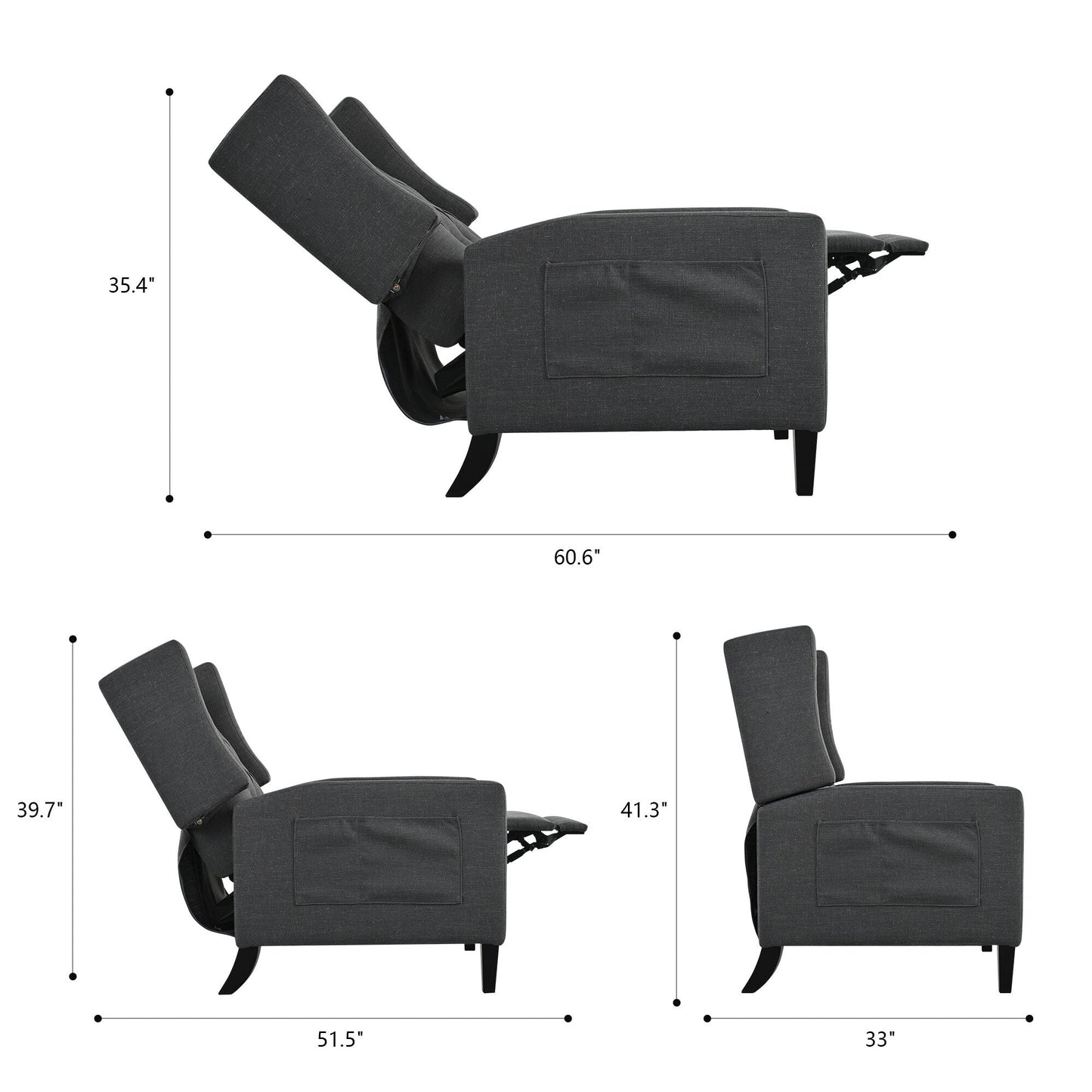 Fauteuil inclinable avec table d'appoint pliable et ports USB