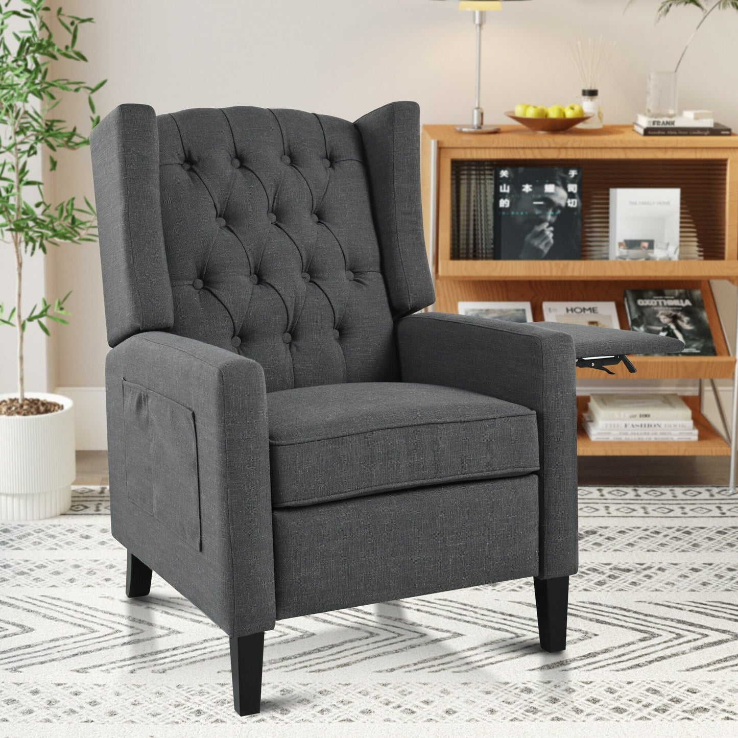 Fauteuil inclinable avec table d'appoint pliable et ports USB