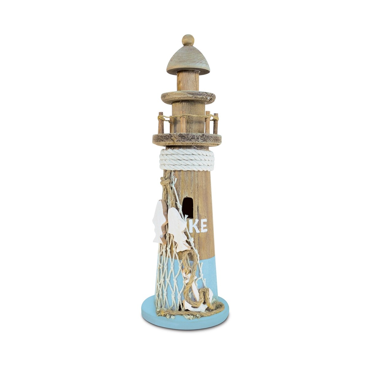 Puzzled Inc. Phare d'Evian, décoration nautique en bois fabriquée à la main - 3,75 x 3,75 x 12,25 pouces