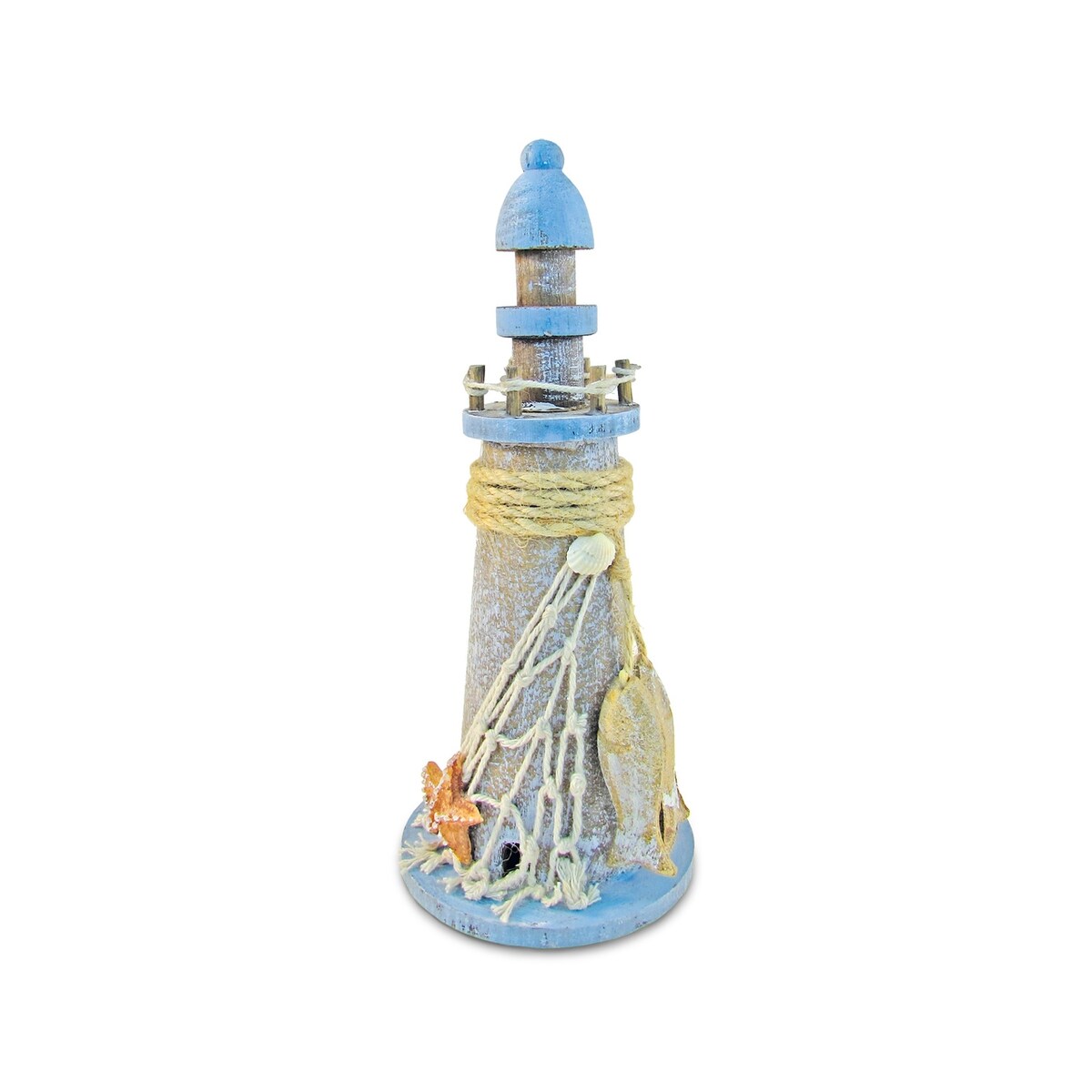 Phare du Pacifique avec étoiles de mer, décoration nautique marine - 3,25 x 3,25 x 8 pouces