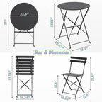 Ensemble bistro pliable en acier 3 pièces Pyramid Home Decor