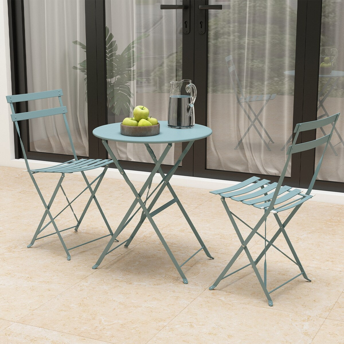 Ensemble bistro pliable en acier 3 pièces Pyramid Home Decor
