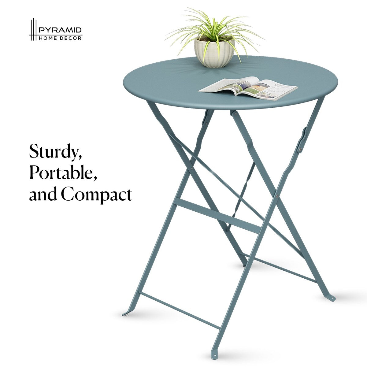 Ensemble bistro pliable en acier 3 pièces Pyramid Home Decor